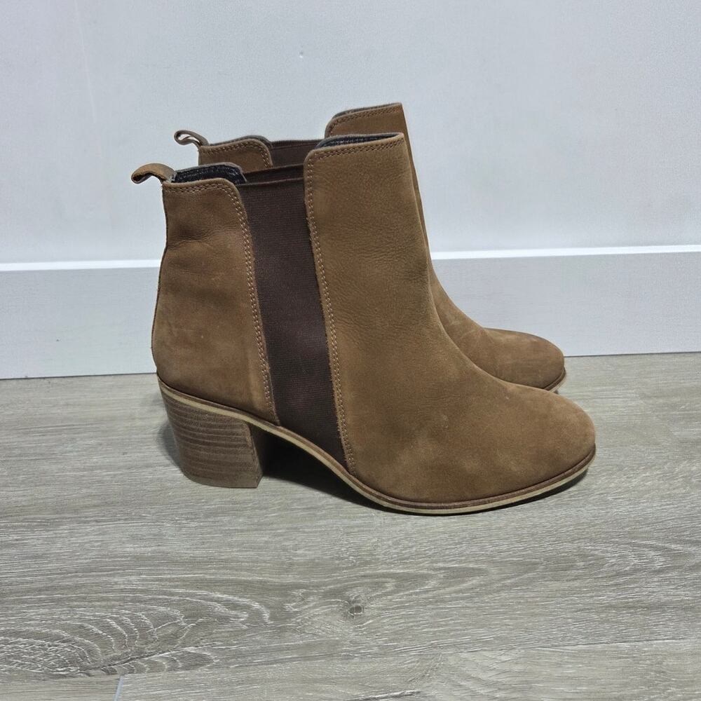 Dune London Walker Brown Leather Suede Pull on Chealsea Ankle Boots Size US 9